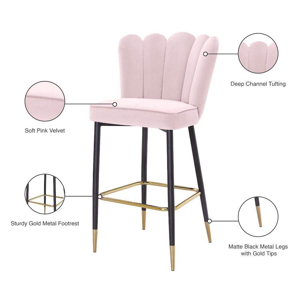 Lily Pink Velvet Stool, Set of 2. Picture 8