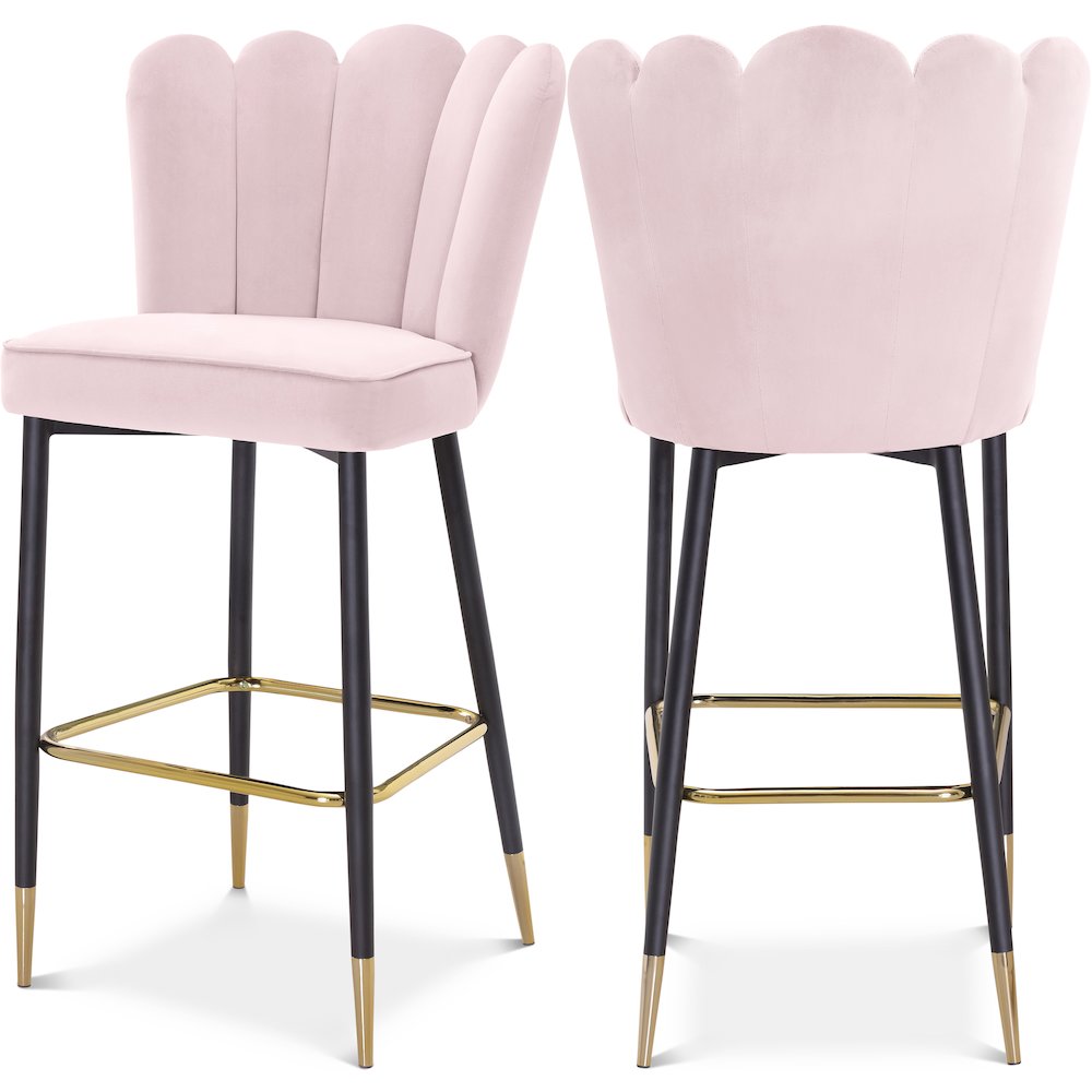 Lily Pink Velvet Stool, Set of 2. Picture 1