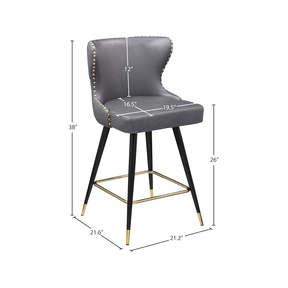 Hendrix Grey Vegan Leather Counter/Bar Stool, Set of 2. Picture 7