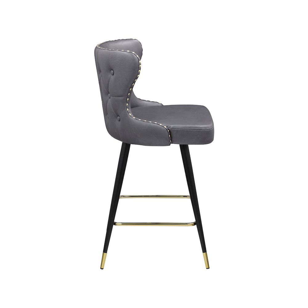 Hendrix Grey Vegan Leather Counter/Bar Stool, Set of 2. Picture 3