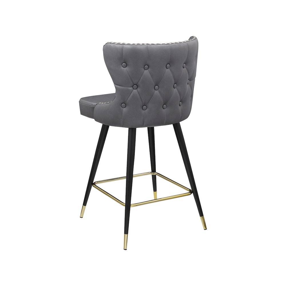 Hendrix Grey Vegan Leather Counter/Bar Stool, Set of 2. Picture 5