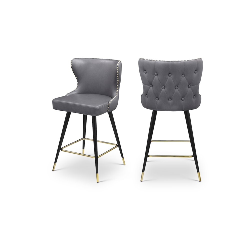 Hendrix Grey Vegan Leather Counter/Bar Stool, Set of 2. Picture 1