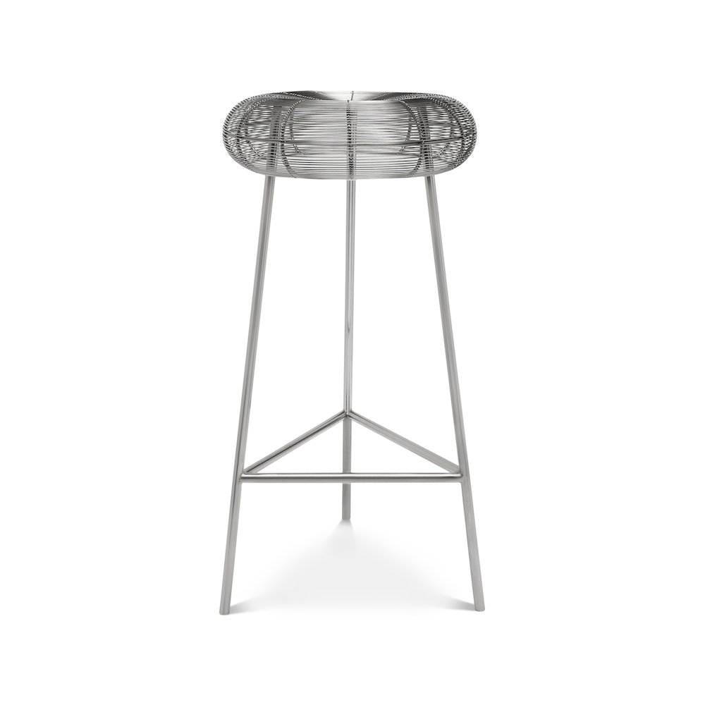 Tuscany Silver Metal Bar Stool. Picture 1