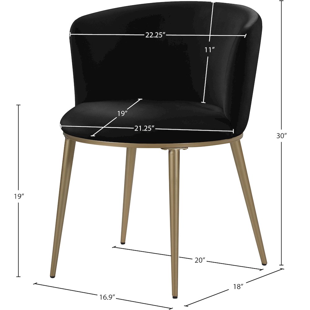 Skylar Black Velvet Dining Chair, Set of 2. Picture 6