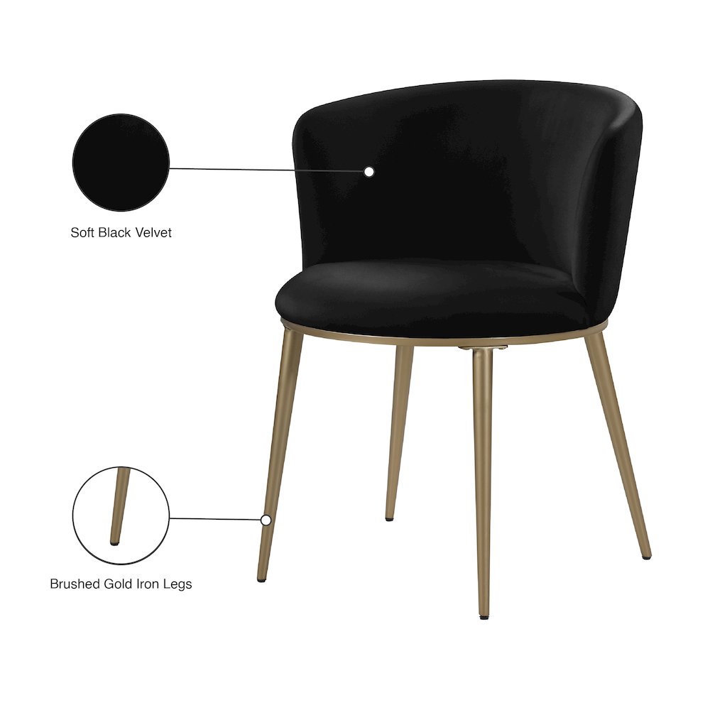 Skylar Black Velvet Dining Chair, Set of 2. Picture 7