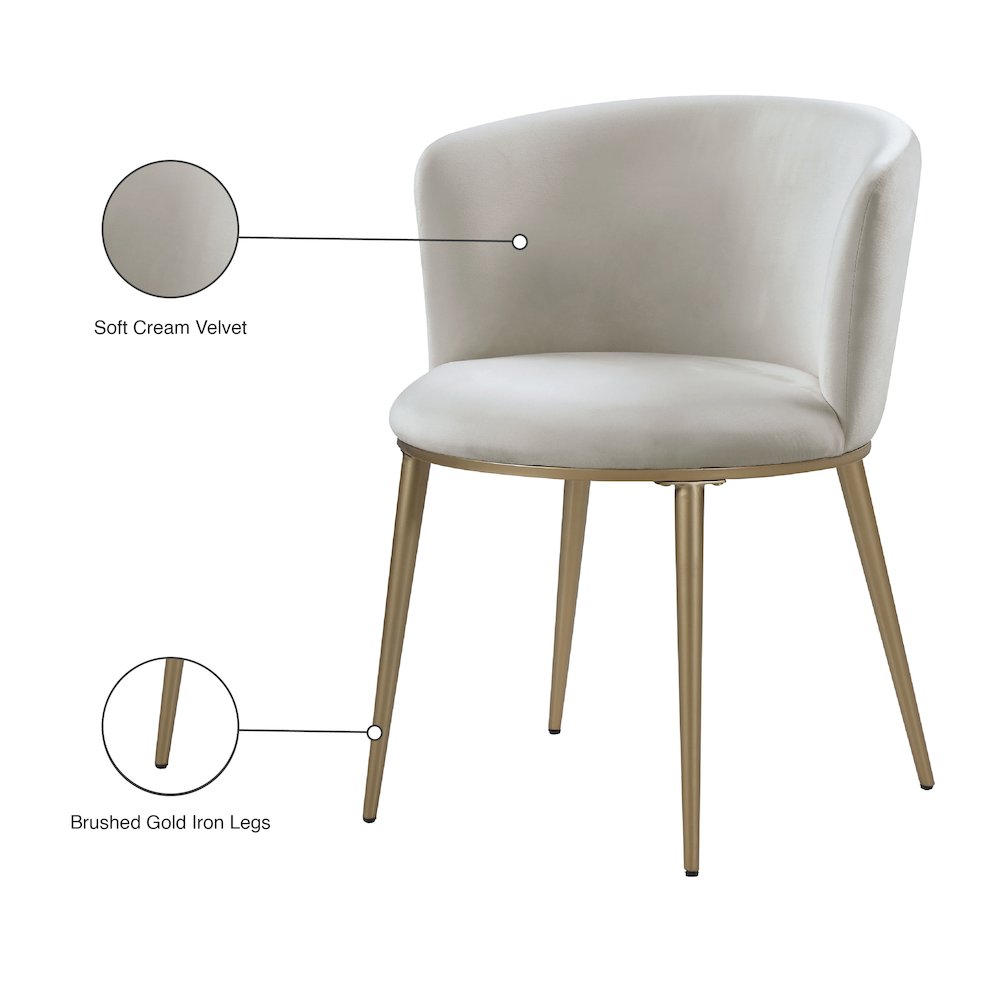 Skylar Cream Velvet Dining Chair, Set of 2. Picture 7