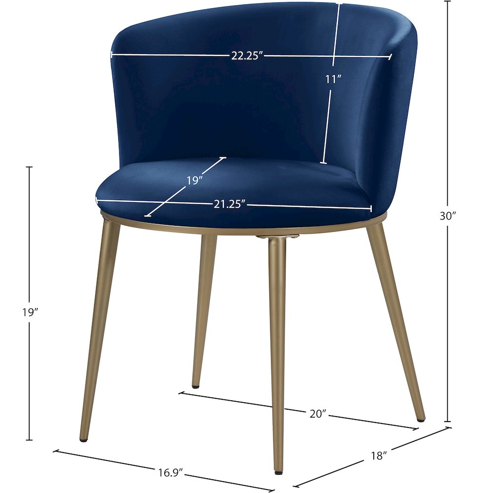Skylar Navy Velvet Dining Chair, Set of 2. Picture 6