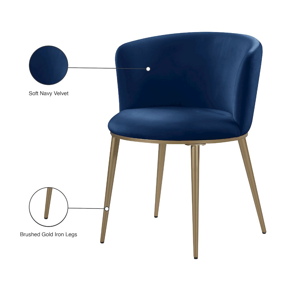 Skylar Navy Velvet Dining Chair, Set of 2. Picture 7