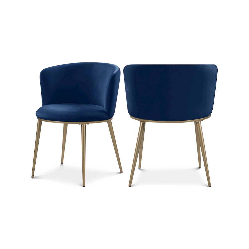 Skylar Navy Velvet Dining Chair, Set of 2. Picture 1