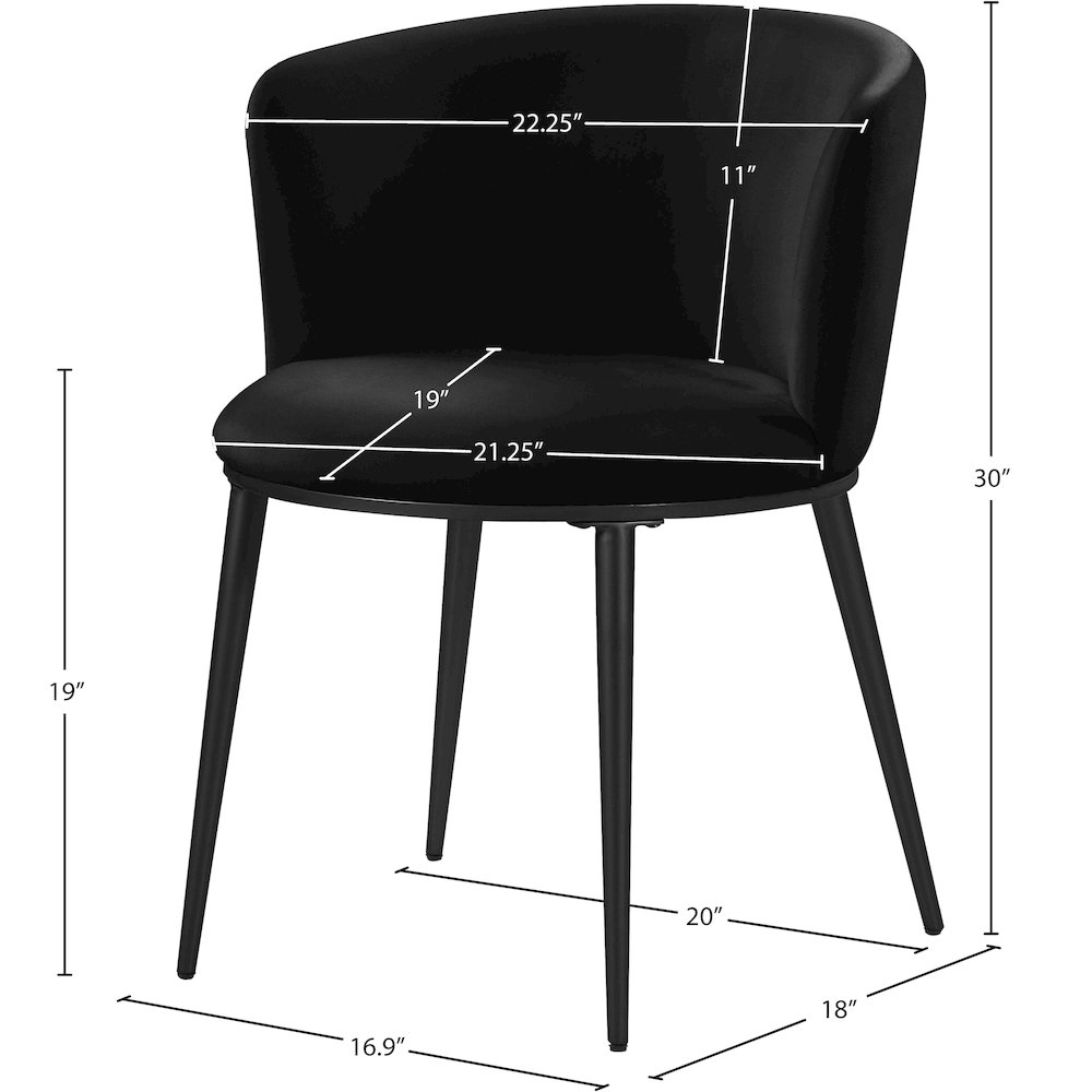 Skylar Black Velvet Dining Chair, Set of 2. Picture 6