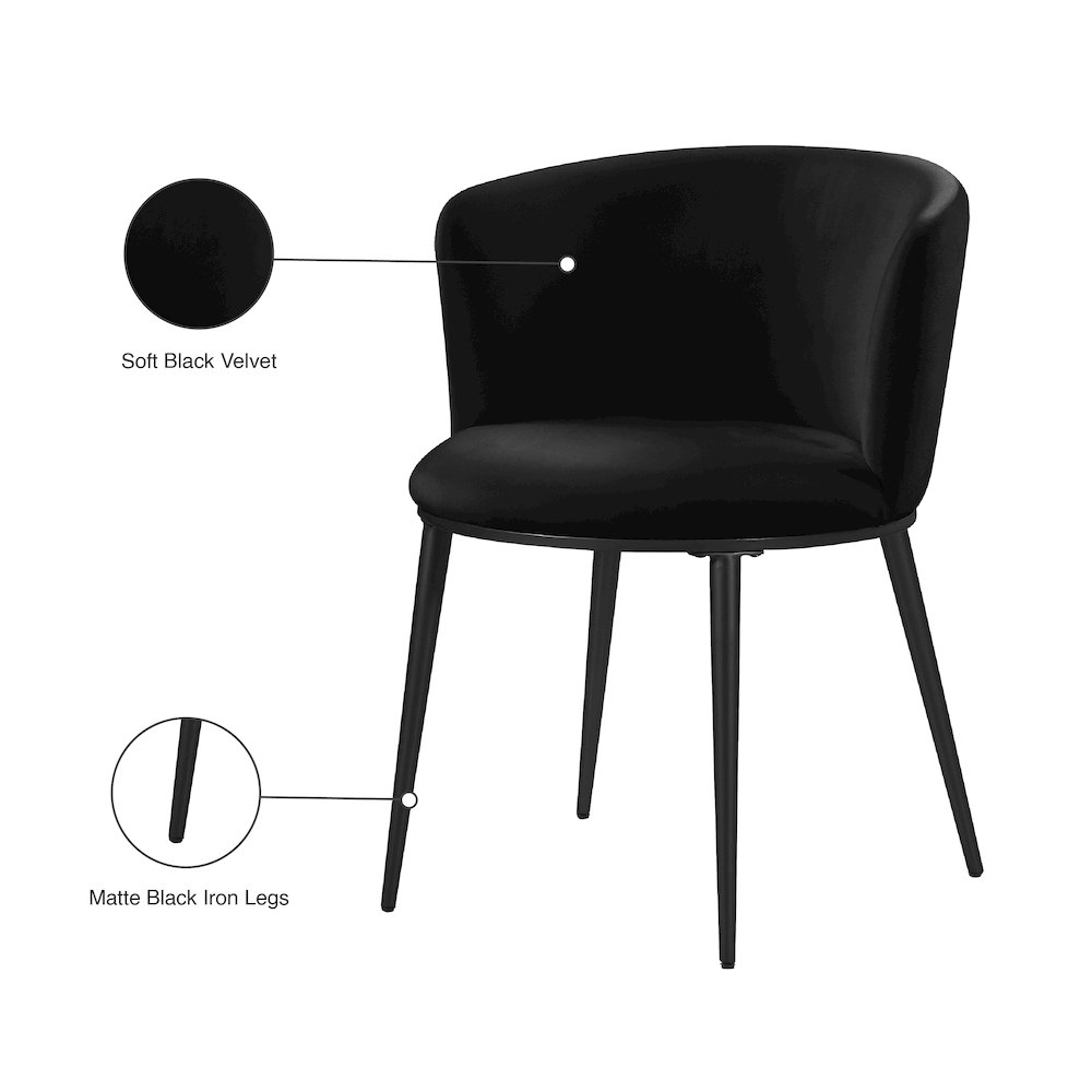 Skylar Black Velvet Dining Chair, Set of 2. Picture 7