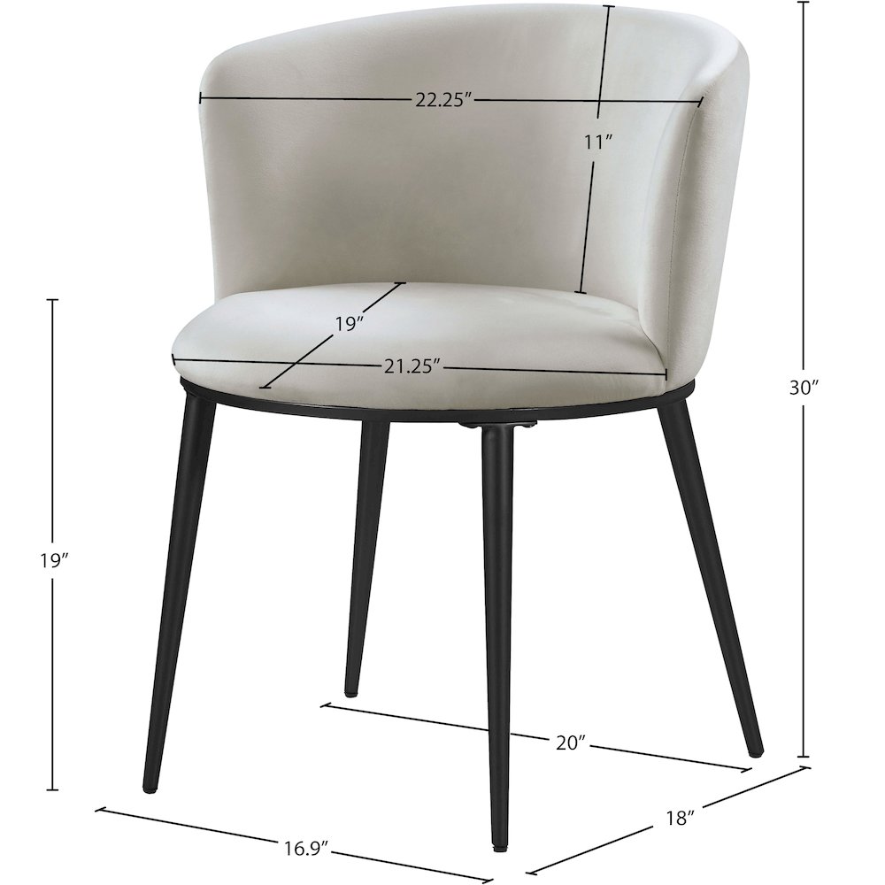 Skylar Cream Velvet Dining Chair, Set of 2. Picture 6