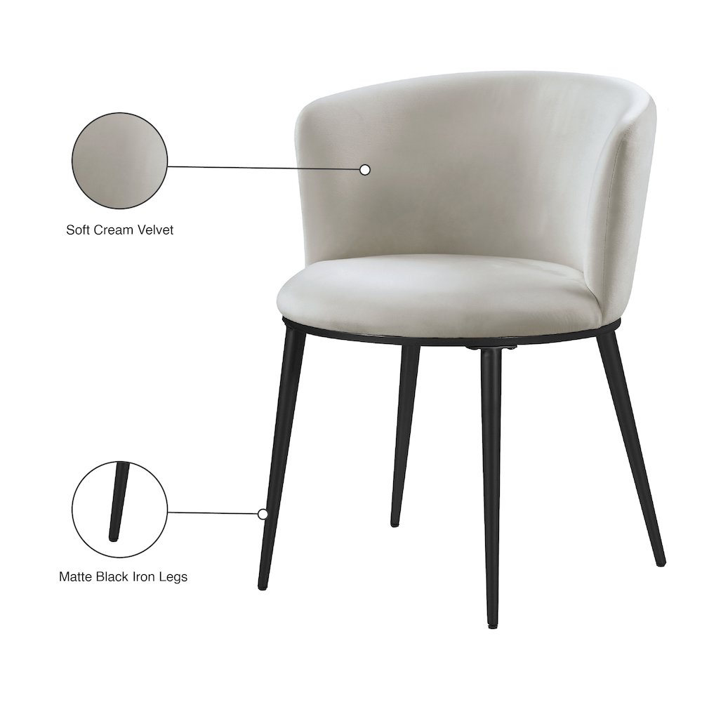 Skylar Cream Velvet Dining Chair, Set of 2. Picture 7