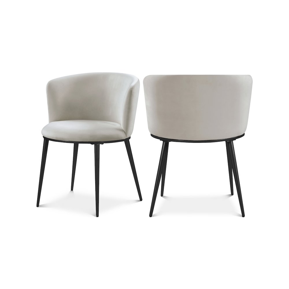 Skylar Cream Velvet Dining Chair, Set of 2. Picture 1
