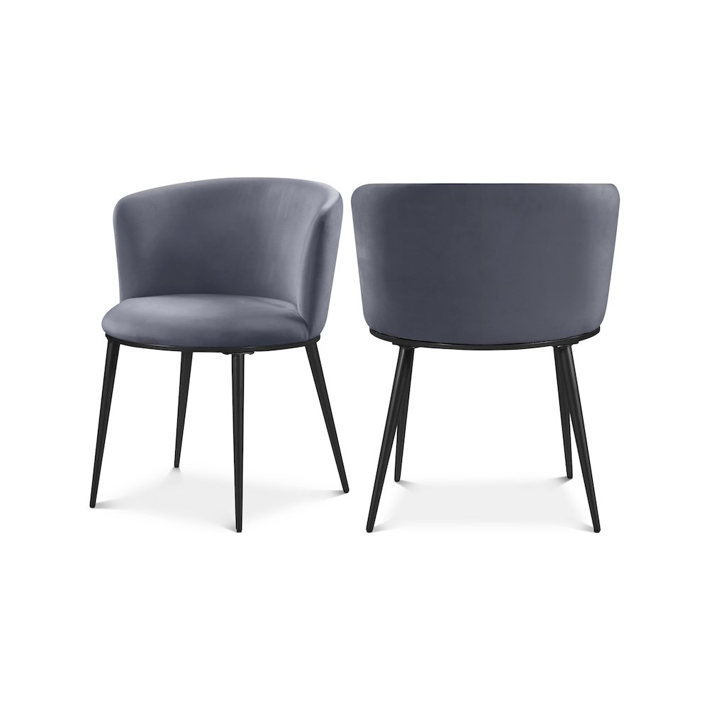 Skylar Grey Velvet Dining Chair, Set of 2. Picture 1