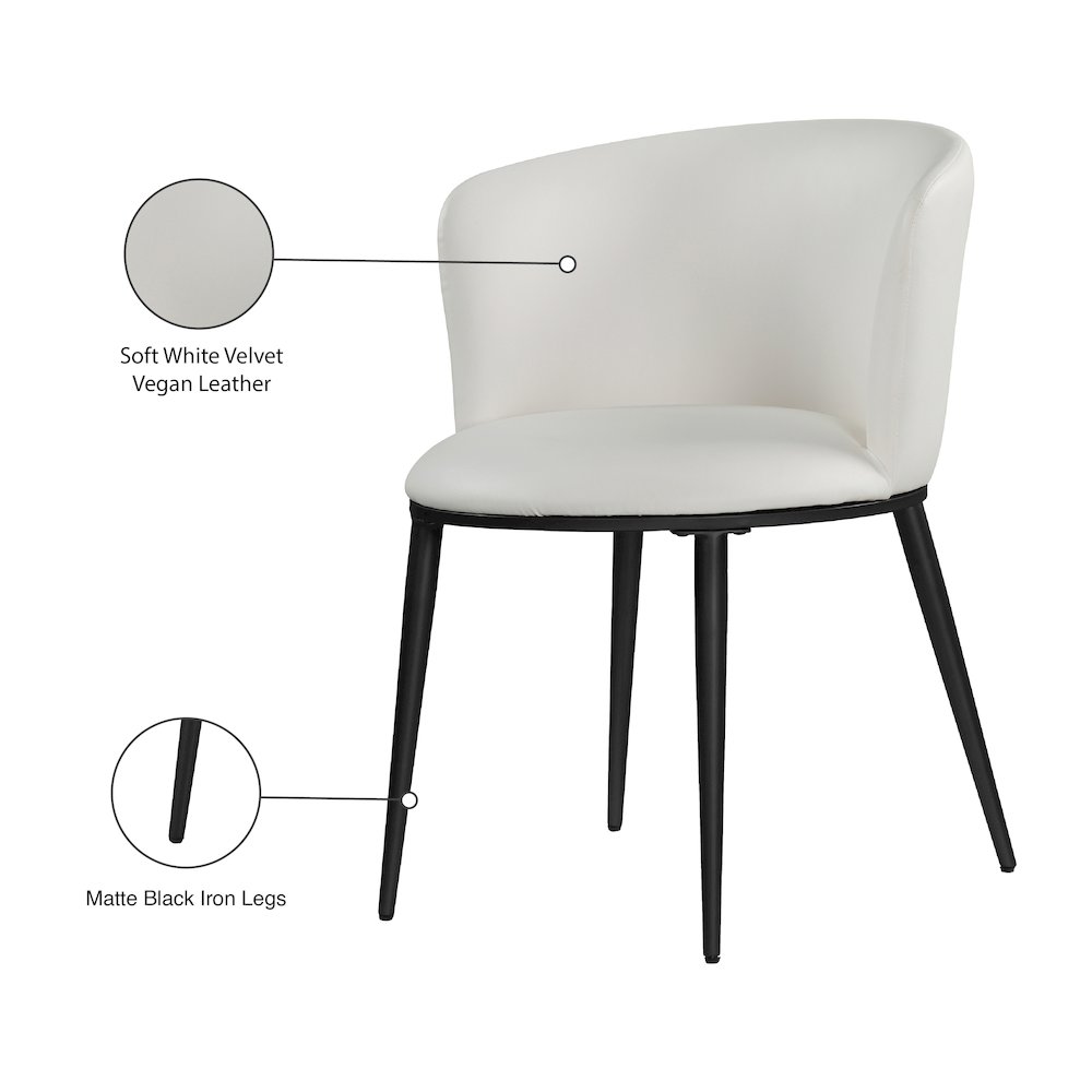 Skylar White Vegan Leather Dining Chair, Set of 2. Picture 7