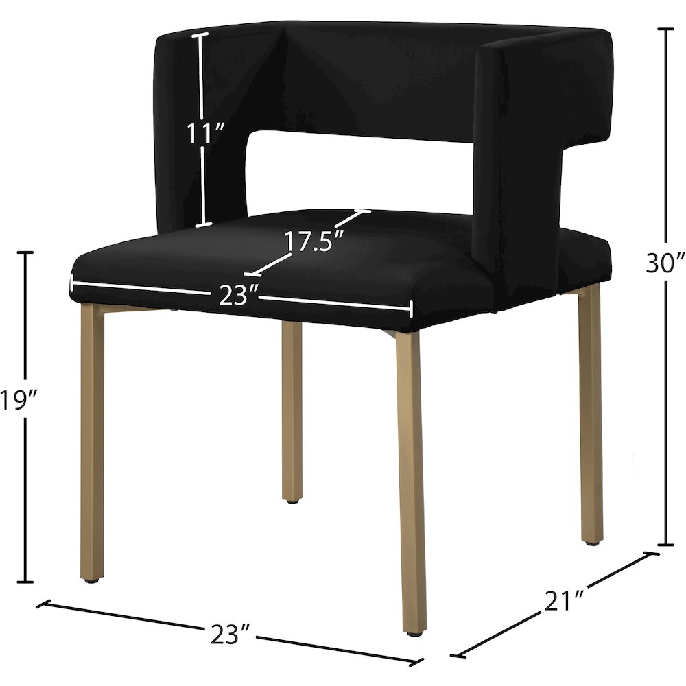 Caleb Black Velvet Dining Chair, Set of 2. Picture 6