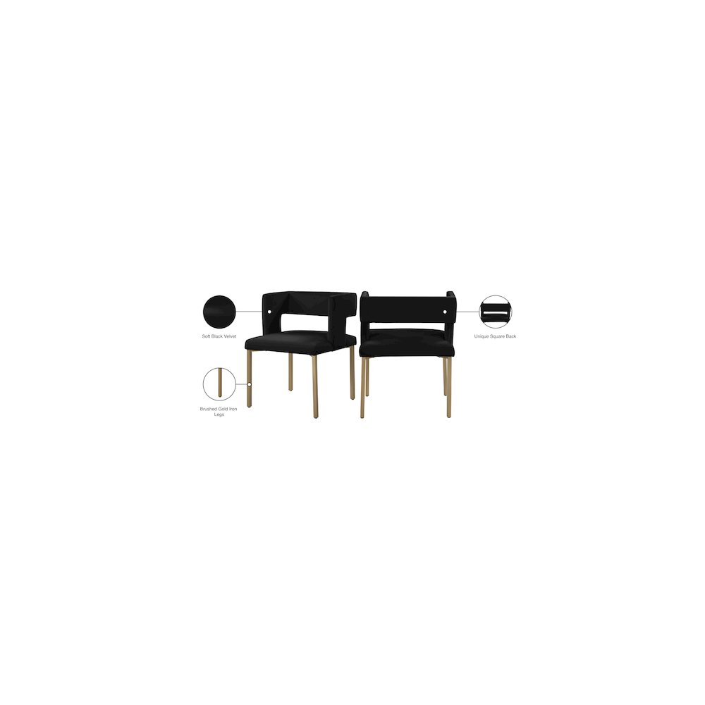 Caleb Black Velvet Dining Chair, Set of 2. Picture 7