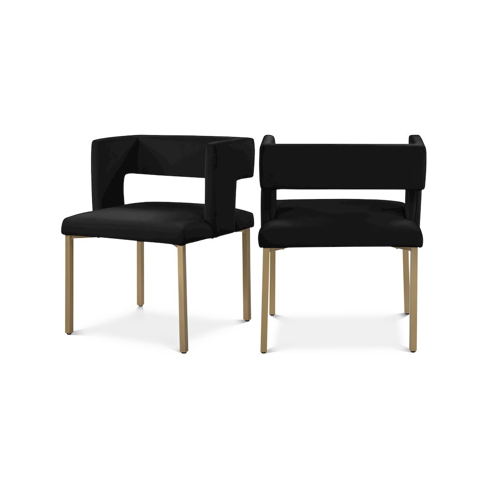 Caleb Black Velvet Dining Chair, Set of 2. Picture 1