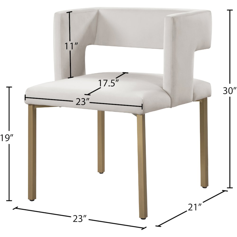 Caleb Cream Velvet Dining Chair, Set of 2. Picture 6