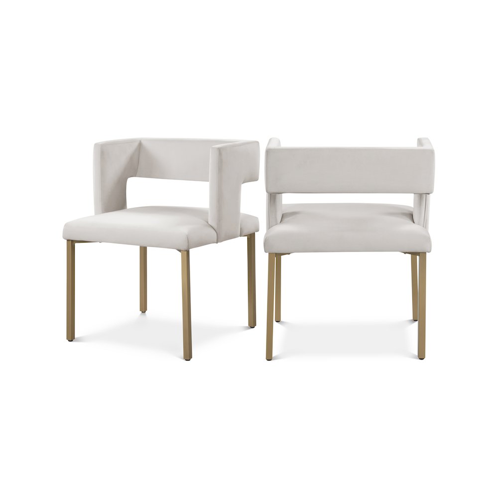 Caleb Cream Velvet Dining Chair, Set of 2. Picture 1