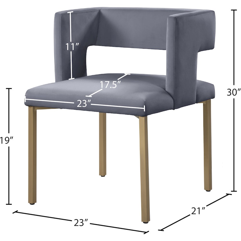 Caleb Grey Velvet Dining Chair, Set of 2. Picture 6