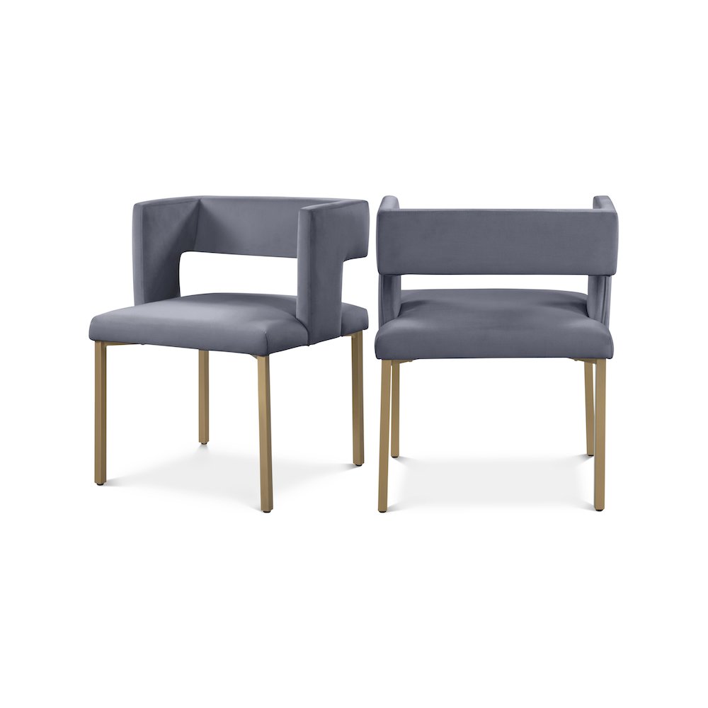 Caleb Grey Velvet Dining Chair, Set of 2. Picture 1