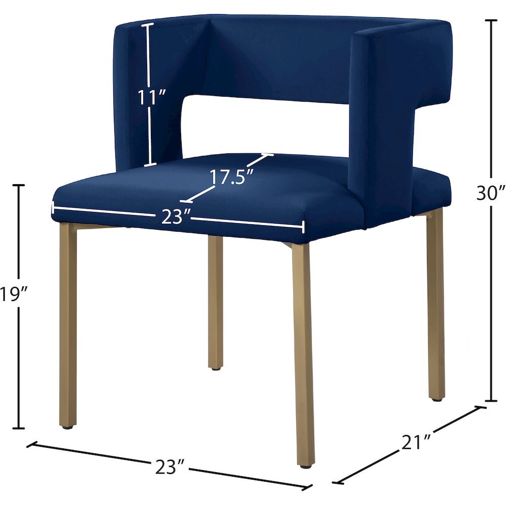Caleb Navy Velvet Dining Chair, Set of 2. Picture 6