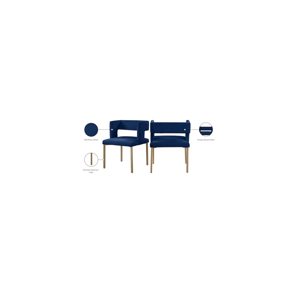 Caleb Navy Velvet Dining Chair, Set of 2. Picture 7