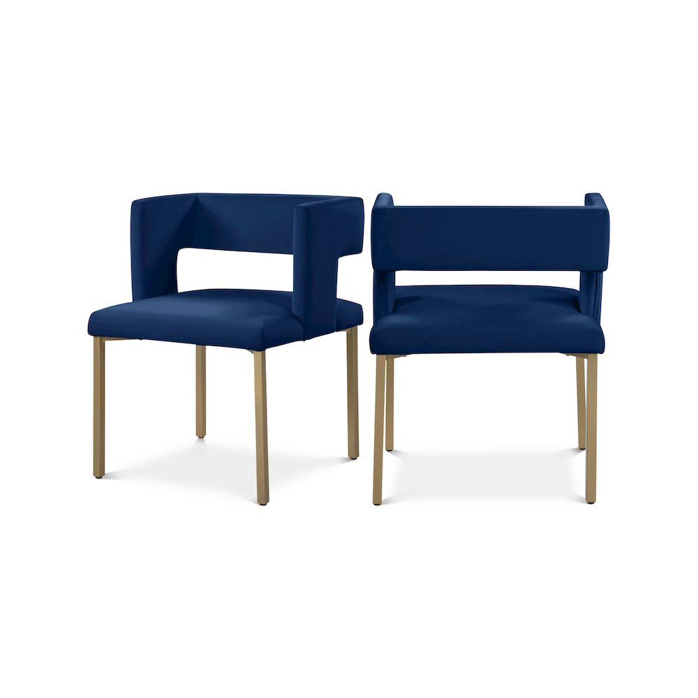 Caleb Navy Velvet Dining Chair, Set of 2. Picture 1