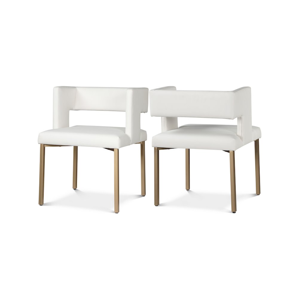 Caleb White Vegan Leather Dining Chair, Set of 2. Picture 1