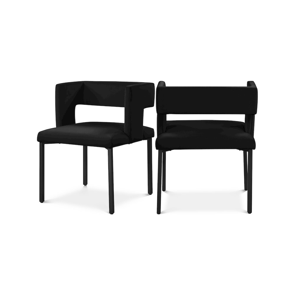 Caleb Black Velvet Dining Chair, Set of 2. Picture 1