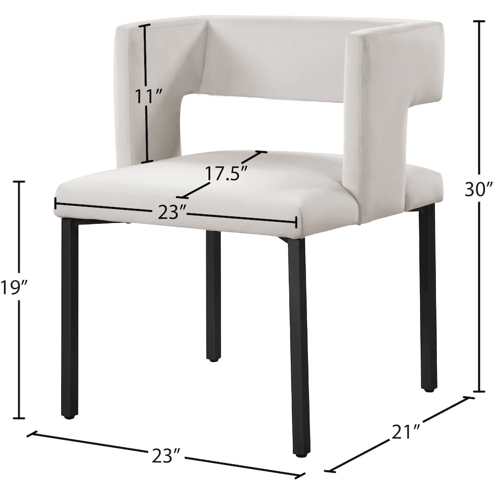 Caleb Cream Velvet Dining Chair, Set of 2. Picture 6