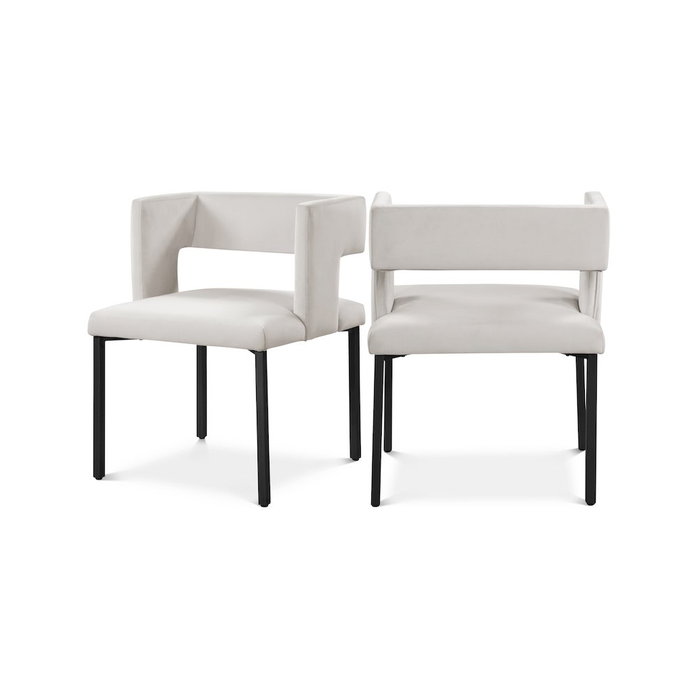 Caleb Cream Velvet Dining Chair, Set of 2. Picture 1