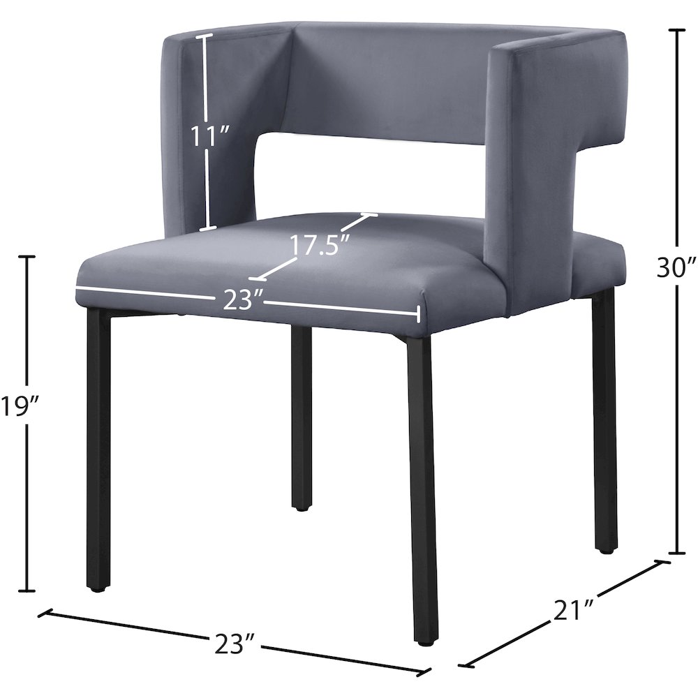 Caleb Grey Velvet Dining Chair, Set of 2. Picture 6
