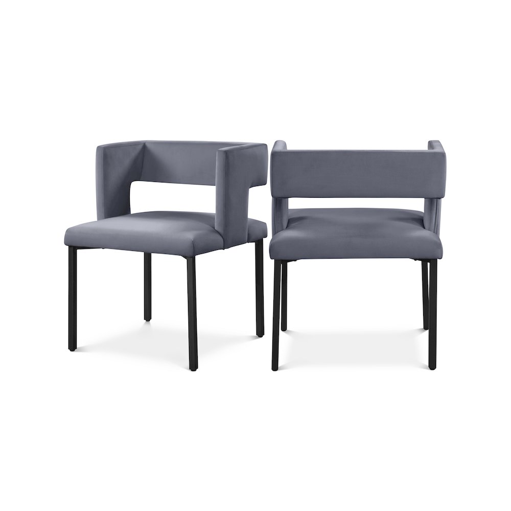 Caleb Grey Velvet Dining Chair, Set of 2. Picture 1