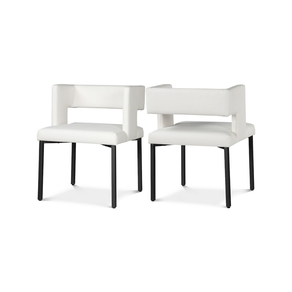 Caleb White Vegan Leather Dining Chair, Set of 2. Picture 1