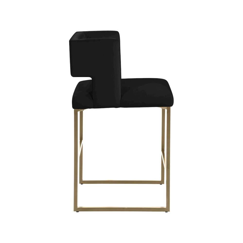 Caleb Black Velvet Counter Stool, Set of 2. Picture 3