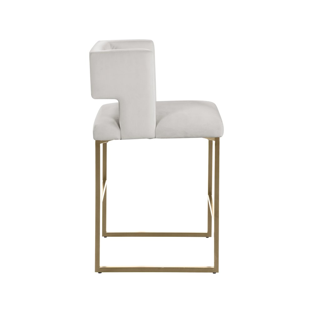Caleb Cream Velvet Counter Stool, Set of 2. Picture 3