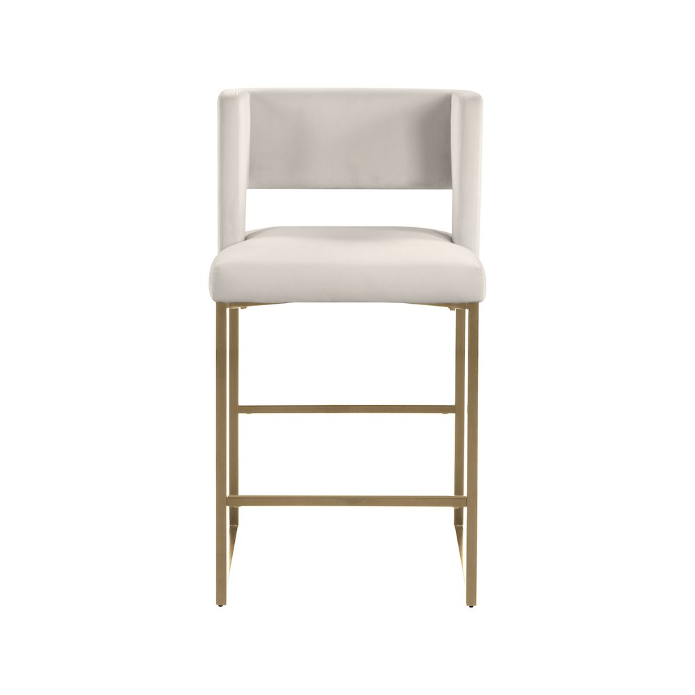 Caleb Cream Velvet Counter Stool, Set of 2. Picture 4