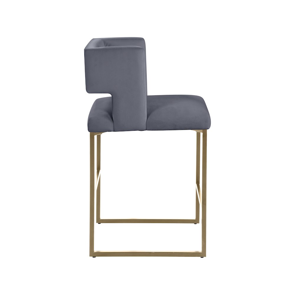 Caleb Grey Velvet Counter Stool, Set of 2. Picture 3