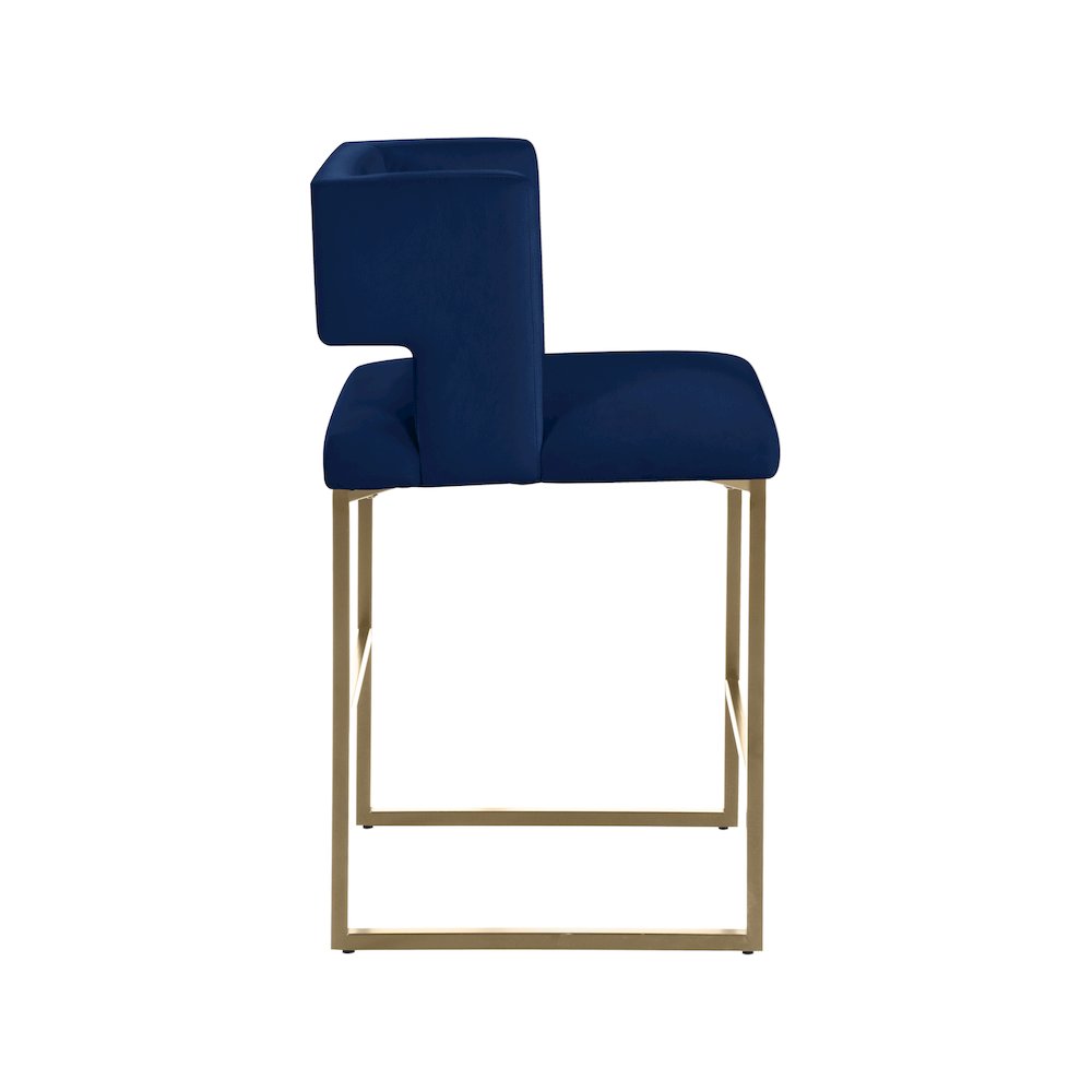 Caleb Navy Velvet Counter Stool, Set of 2. Picture 3