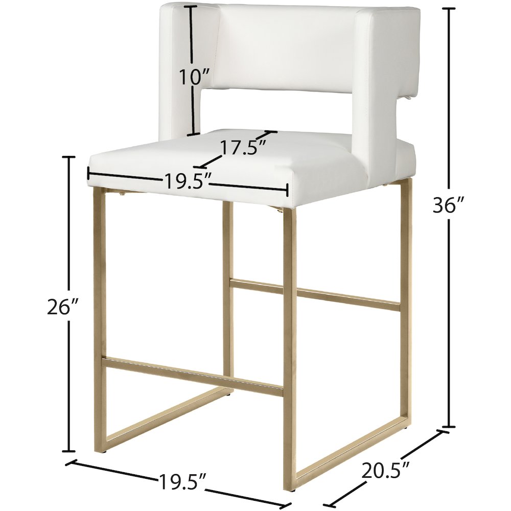 Caleb White Vegan Leather Counter Stool, Set of 2. Picture 6