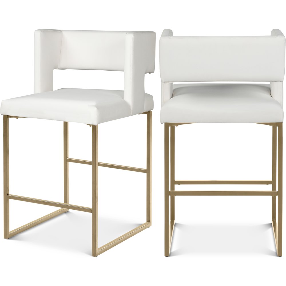 Caleb White Vegan Leather Counter Stool, Set of 2. Picture 1