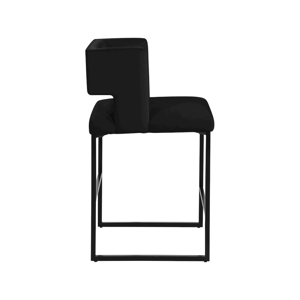 Caleb Black Velvet Counter Stool, Set of 2. Picture 3