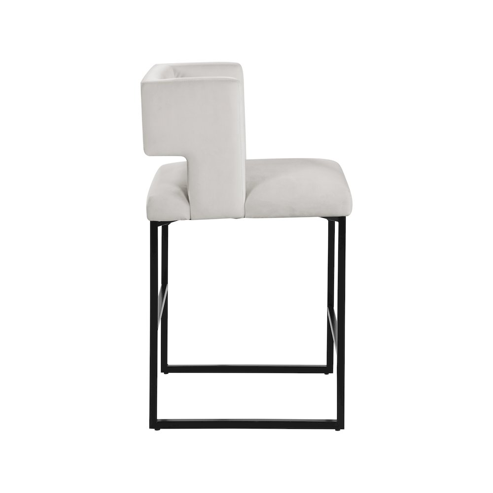 Caleb Cream Velvet Counter Stool, Set of 2. Picture 3