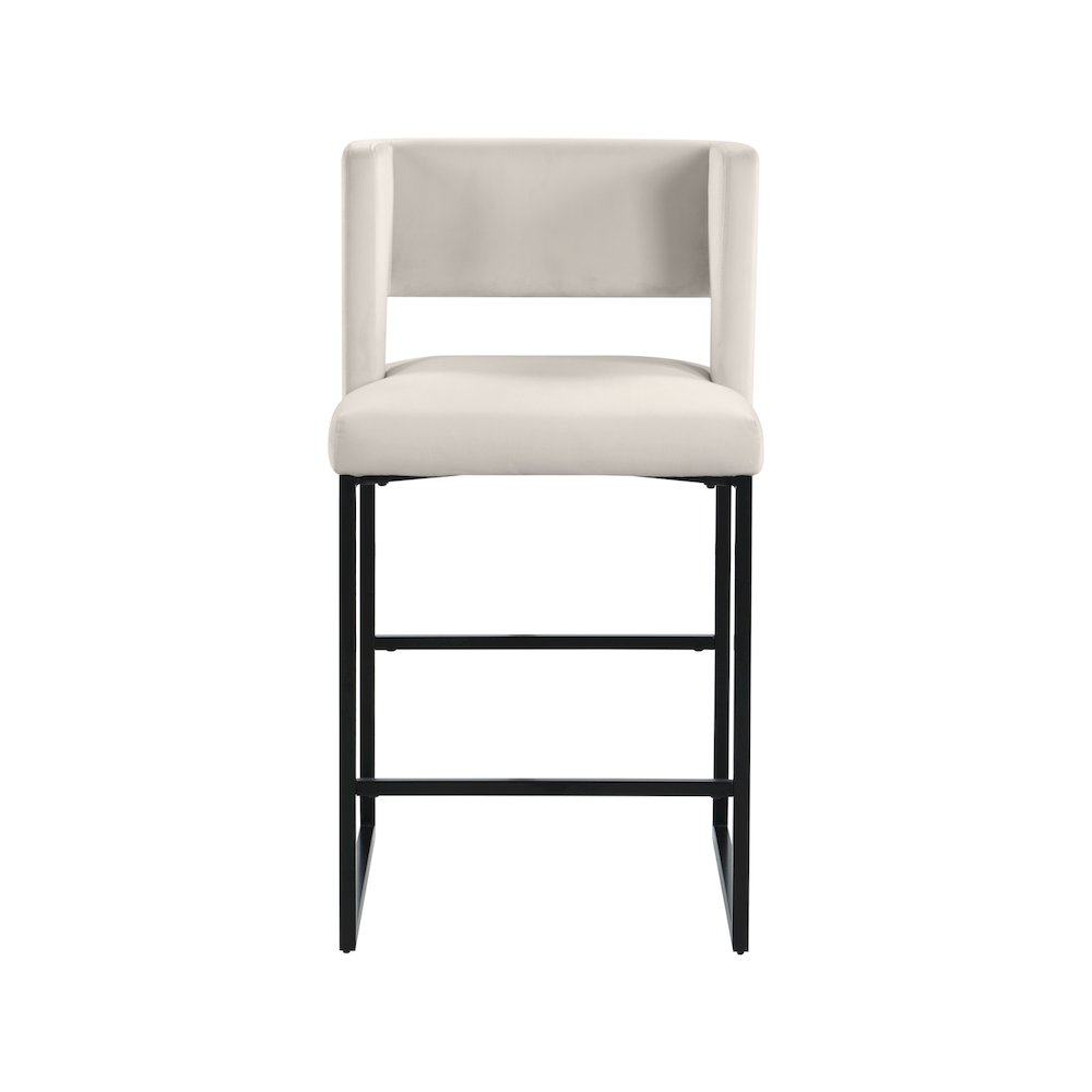 Caleb Cream Velvet Counter Stool, Set of 2. Picture 4