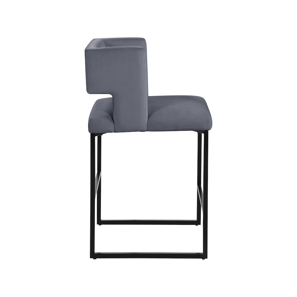 Caleb Grey Velvet Counter Stool, Set of 2. Picture 3