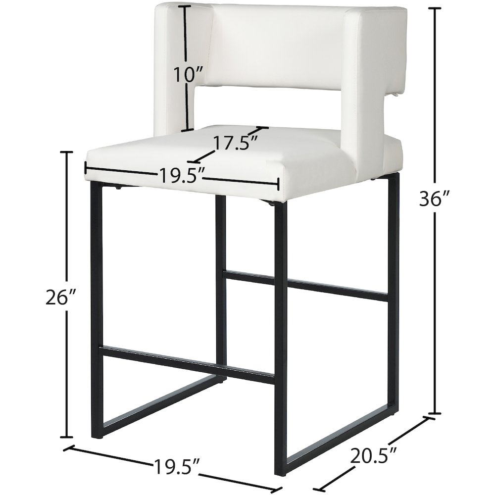 Caleb White Vegan Leather Counter Stool, Set of 2. Picture 6