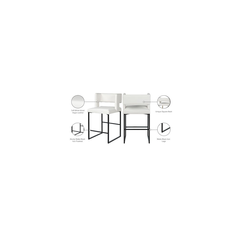 Caleb White Vegan Leather Counter Stool, Set of 2. Picture 7